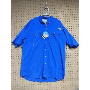 Columbia Bahama II PFG Shirt Mens Extra Large Tall Fishing Short Sleeve Blue NWT